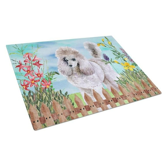 Poodle Spring Glass Cutting Board, Large