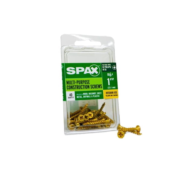 Spax Multi-Material Screw 1 " Zinc Phillips/Square Multiple Material Thread Flat Head Box 40 Pack of 5