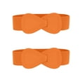 thumbnail image 1 of Cinturón elástico de cuero sintético con hebilla en forma de 8 Inspire Chic de 2 piezas para dama 27x2.36" (LxW) Naranja, 1 of 7