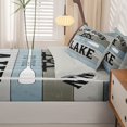 thumbnail image 5 of Manfei Vintage Farmhouse Zipper Twin Comforter Sets with Fitted Sheet and 2 Pillowcases,Large Letter Zipper Bedding Set,Blue Gray,Light Gray Reversible,4pcs, 5 of 8