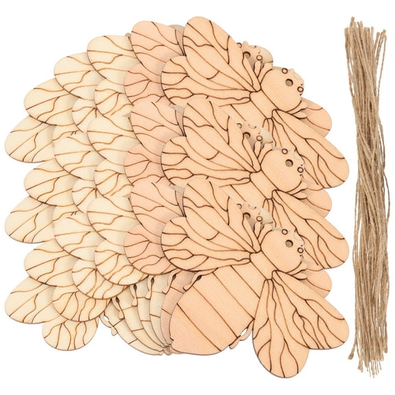 50 Sets Wooden Cutout DIY Craft Slices Paintable Blanks Child