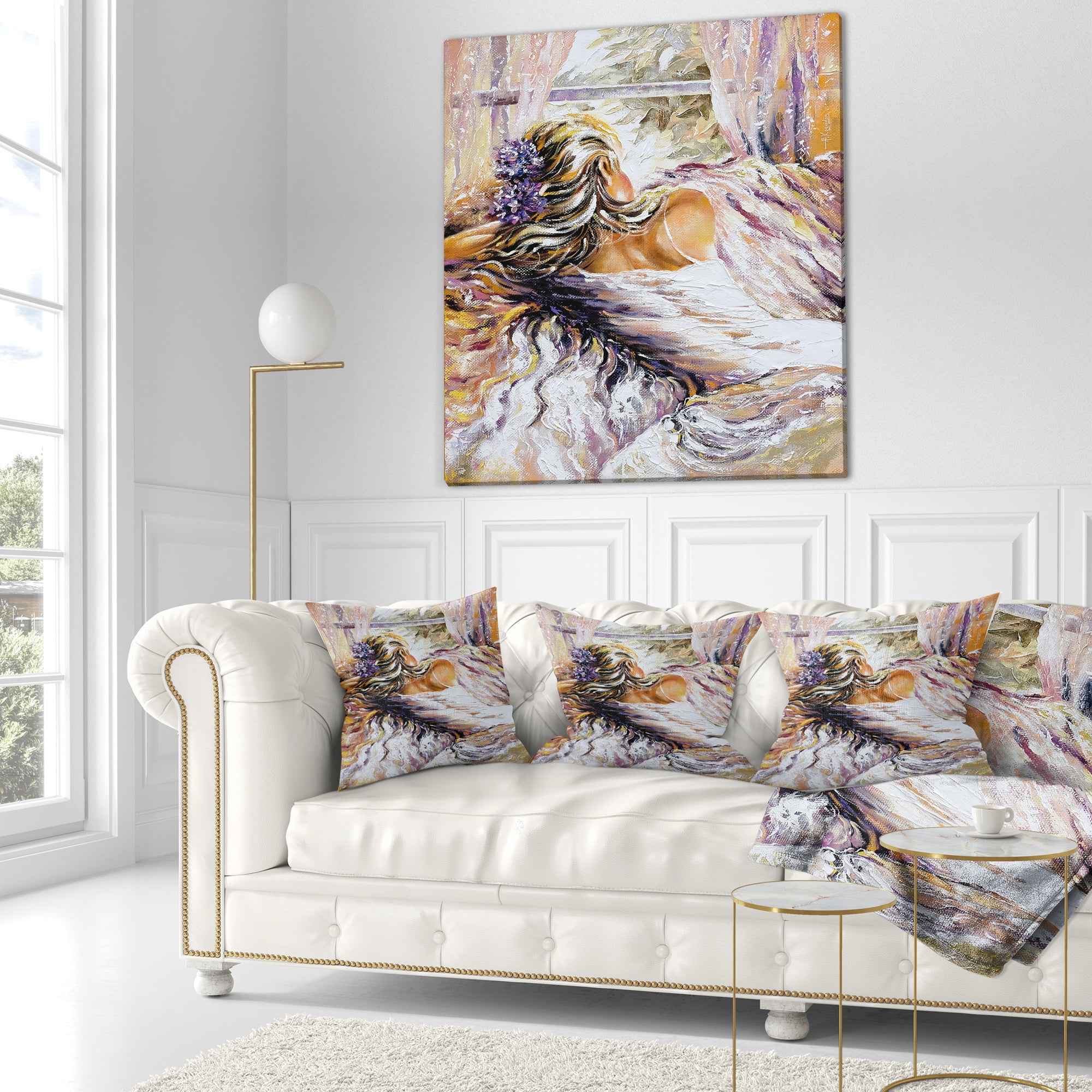 Designart The River over the Girl - Abstract Throw Pillow - 18x18