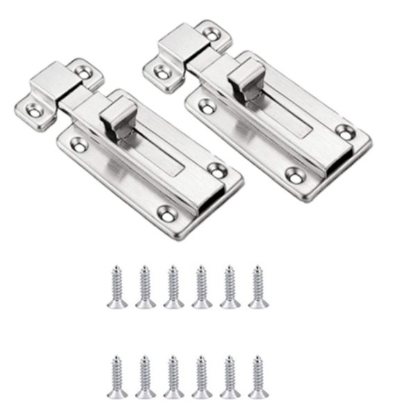 2Pcs Door Lock Bathroom Lock 3 Inch Small Toilet Door Bolt Lock Slide Lock Latch Sliding Door Lock Heavy Duty Gate Bolt Door Stainless Steel Door Latch Lock for Internal Doors Bedroom