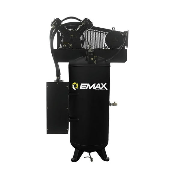 EMAX ESS05V060V1 5 HP 60 Gallon Single Stage Single Phase 19 CFM Industrial 2-Cylinder Splash Lubricated Pump Electric SILENT Air Compressor