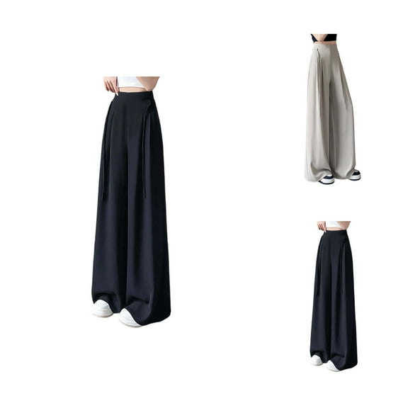 Womens Pants Wide Leg Pants for Women Women's Casual Pants High Waist Wide Leg Trousers with Drawstring Comfortable Stretch Fabric for Everyday Relaxed Wear