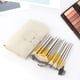 thumbnail image 4 of Juego de 12/18/24 brochas de maquillaje sintéticas para contorno, correctores, base, polvos, sombras de ojos, con mango cónico dorado champán., 4 of 8