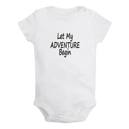 

Let My Adventure Begin Funny Rompers For Babies Newborn Baby Unisex Bodysuits Infant Jumpsuits Toddler 0-24 Months Kids One-Piece Oufits (White 6-12 Months)