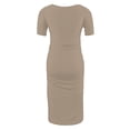 thumbnail image 4 of yoeyez Liquidation de Vêtements de Maternité Robe Grande Taille Femme Manches Courtes Col Rond Robe Simple Shower de Bébé Tenue Quotidienne Robe Soleil Robe Moulante Froncée Midi Robes Ajustées Gris,P, 4 of 6