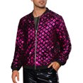 thumbnail image 4 of CHAQUETA CHIC para Hombres Chaqueta de Béisbol con Lentejuelas Argyle Chaqueta Brillante para Fiesta Club Color Rojo Rosa, 4 of 6