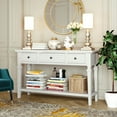 thumbnail image 1 of Table Console Style Rétro Classique avec Trois Tiroirs Supérieurs et Étagère Inférieure Ouverte pour Entrée, Couloir et Salon, 1 of 8