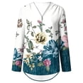 thumbnail image 4 of Pompotops Chemises à Manches Longues Imprimées d'Été pour Femmes Tunique Décontractée à Fermeture Éclair Blouse Roulable Col en V en Solde, 4 of 5