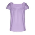 thumbnail image 6 of Miluxas Girls Shirts Short Sleeve Square Neck Summer Lace Openwork Pleated Tops Blouse Tunic Purple 5 Years, 6 of 8