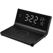 Zummy  ZTECH ChargeX Pro - Wireless Charging Alarm Clock for All Wireless Charging Smartphones - Temperature, Date, 4 Brightness Settings, 2 Alarms, 15W Output,12/24 Hour Mode