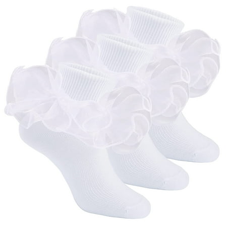 

3 Pairs/Lot Autumn Summer Girls Socks Flower White Ruffles Stockings Elastic Cotton Girls Socks