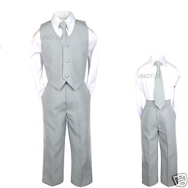 Costume 5 Pièces Pour Garçon – Veste, Chemise, Gilet, Cravate – Taille 7 Ans