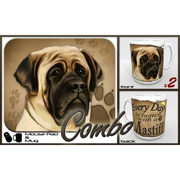 Mastiff "for Dog Lovers Only" 1 Mouse Pad and 2 Mugs Combo Set