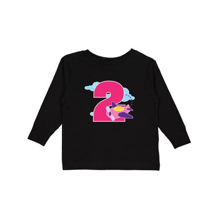 

Inktastic 2nd Birthday Airplane Girls Pilot 2 Year Old Gift Toddler Toddler Girl Long Sleeve T-Shirt