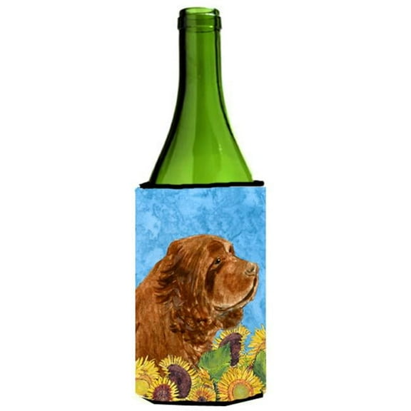 Sussex Spaniel In Summer Flowers Wine bottle sleeve Hugger - 24 oz.