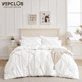 thumbnail image 5 of YEPCLUB White Cal King Size Pintuck 7-Piece Comforter Set, Pinch Pleat Bed in a Bag, All Season Down Alternative Bedding Set with Comforter, Sheets, Pillowcases & Shams, 5 of 7