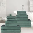 thumbnail image 2 of Cotton Highly Absorbent 12-Piece Solid and Checkered Border Towel Set, Basil, by Superior, 2 of 7