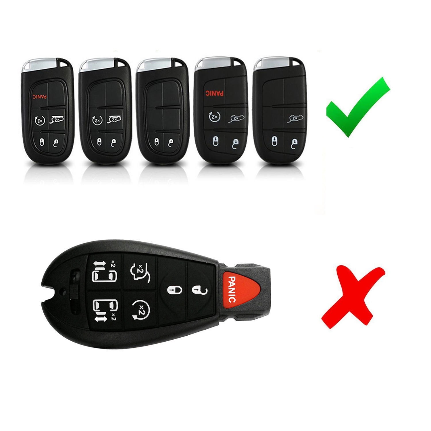 SENYAZON Aluminum Alloy 5 Buttons Smart Key Fob Case Keyless Jacket with Keychain for Dodge Journey Durango Challenger Charger Jeep Grand Cherokee Compass Chrysler 300 200 A-Gray