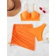 thumbnail image 1 of Conjunto de Bikini con correa de perlas para mujer, traje de baño de cintura alta con cordón y realce de concha azul, 3 piezas, 1 of 5