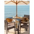 thumbnail image 3 of Outdoor Tablecloth with Umbrella Hole for Patio/Picnic/Party/Camping, Blue Brown Waterproof Table Cloth Square Cover Washable, Vintage Minimalist Abstract Aesthetic Boho Art (60"x 60"), 3 of 9