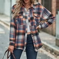 thumbnail image 7 of Huesdet Plaid Flannel Shirts for Women Long Sleeve, Loose Fit Womens Casual Flannels Button up Shirts Blouses Tops Orange,L, 7 of 7