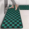 thumbnail image 2 of Kitchen Rugs Sets Of 2,Teal and Black Checkerboard Pattern Anti Fatigue Kitchen Mat Rugs Non Slip Washable,Decorative Kitchen Floor Mats for Kitchen,Sink,Laundry,17"x47"+17"x47", 2 of 5
