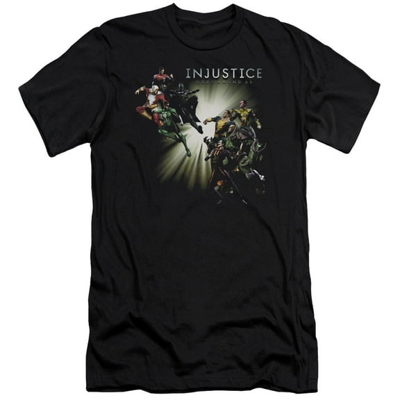 Injustice Gods Among Us Good Vs Evils Premium Canvas Adult Slim Fit 30/1 T-Shirt Black