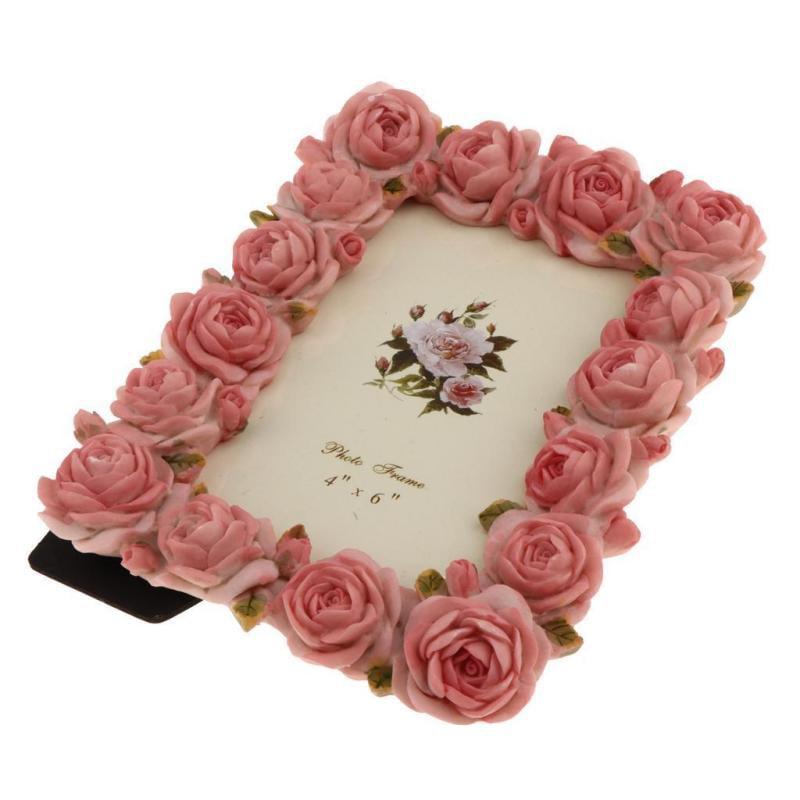 Pink Rose Flower Home Decor Photo Frame Picture Frame Resin Retro 6'' x 4'' 