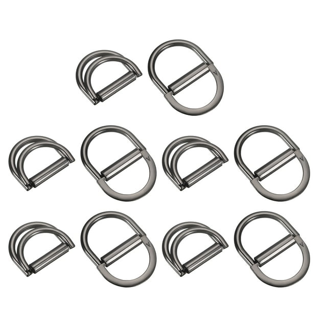 Doble D-Anillo Hebillas, 10uds 20mm(0,79") Metal Ajustable Multiuso D Anillos para Ropa Cinturilla Vestido Correas Bolsos Bufanda, Oscuro Gris