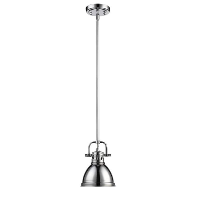 Duncan Mini Pendant with Rod in Chrome with a Chrome Shade