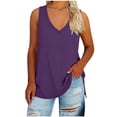 thumbnail image 2 of Women's V Neck Sleeveless Side Split Tank Top Long Length Casual Summer Layer Tops for Women Purple 5XL, 2 of 6