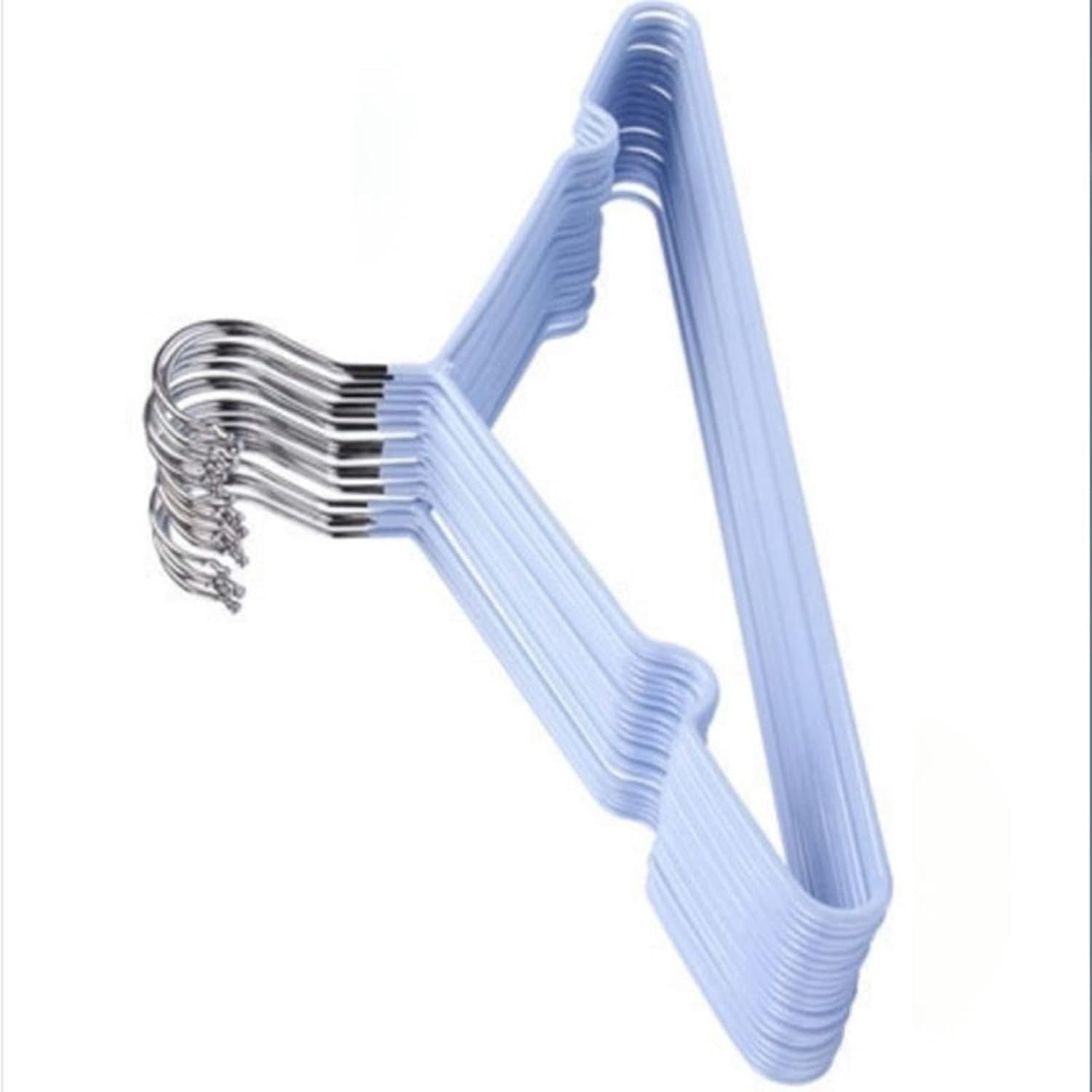 10 Pack Slim Non-Slip Heavy Duty Rubber Coated Plastic Hangers, Ultra Slim Lightweight Design, Heavy-Duty, Won’t Stain Fabric for Coat Shirt Dress (Blue)