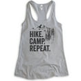 thumbnail image 1 of Hike Camp Repeat Tank Top, Ladies Racerback Tank Top, Hike Tank, Hiking Tank, Camping Tank, Camper Tank, Heather Gray, Large, 1 of 3