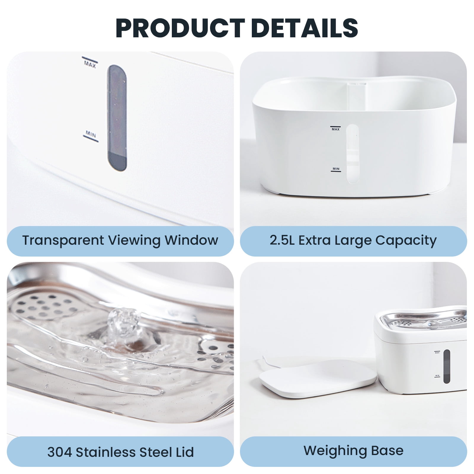 Cat Water Fountain,2.5L Auto Cat Fountains for Drinking,5G Wi-Fi APP Control Quiet Water Dispenser