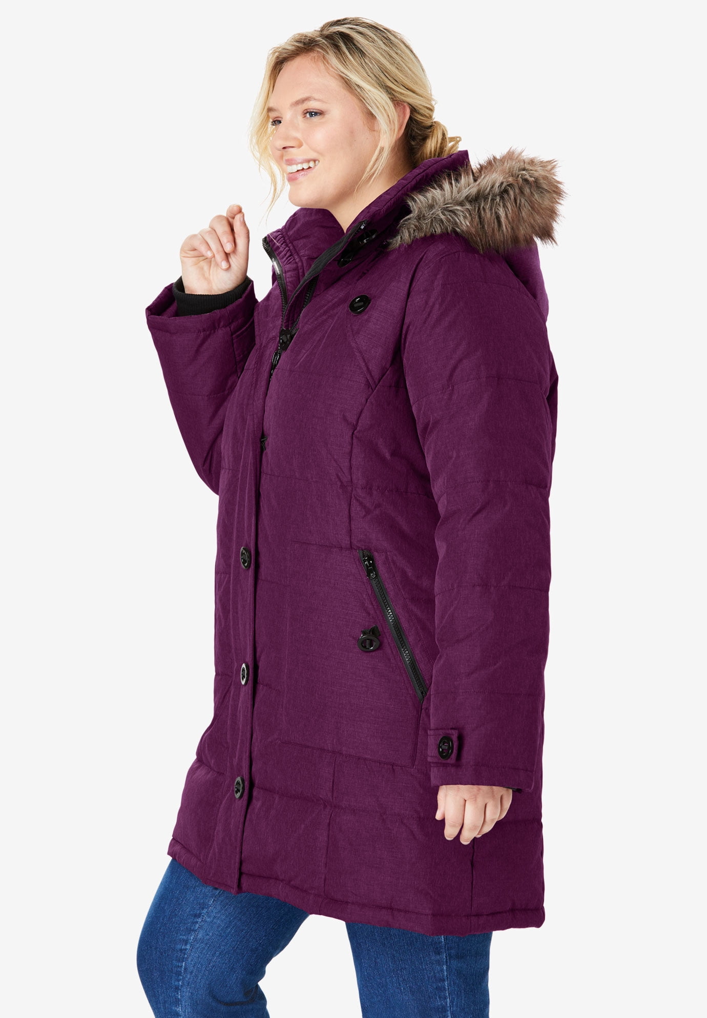 Plus Size Heathered Down Puffer Coat - image 3