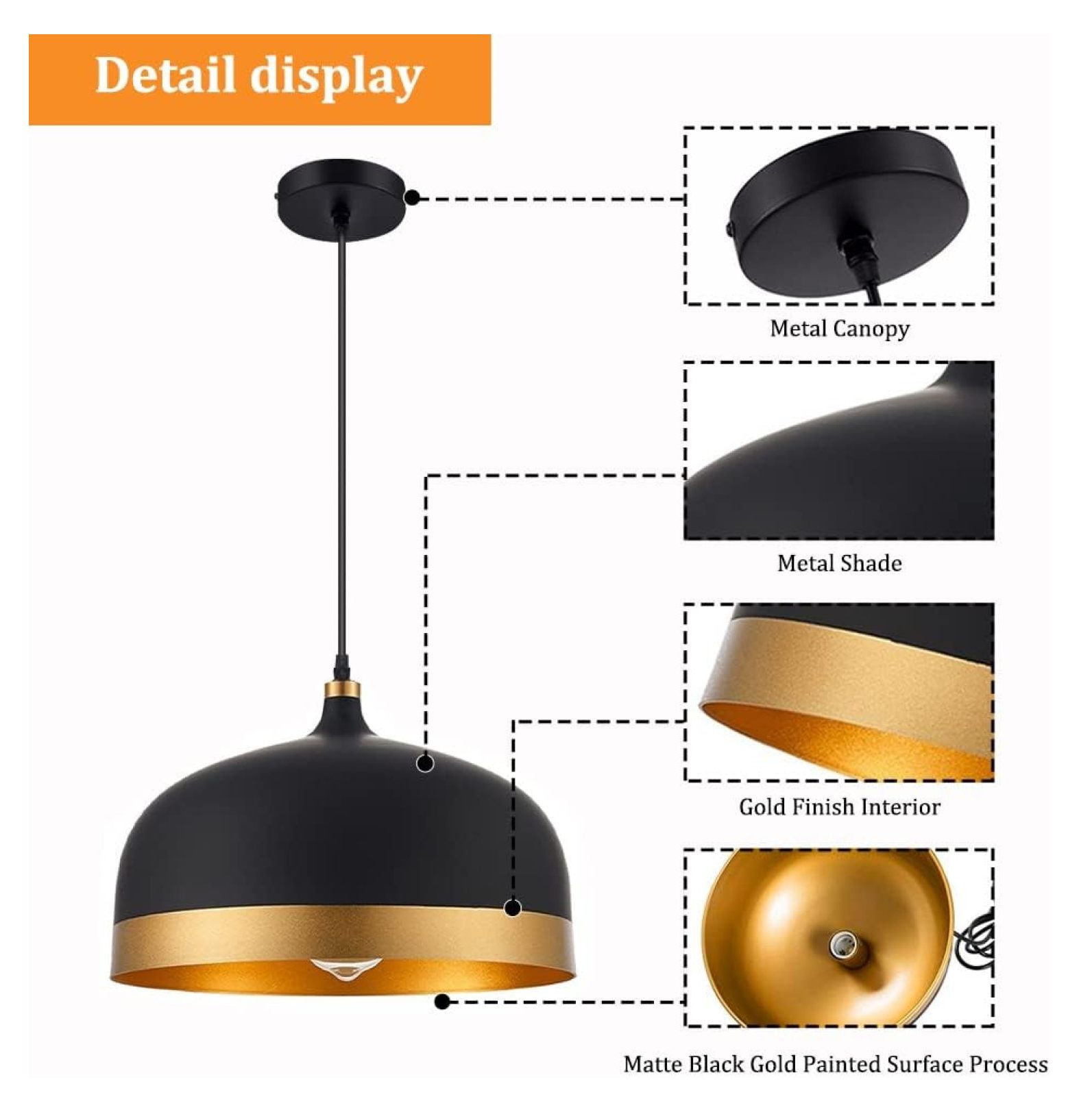 Modern Indoor Lighting Saturn & Black Pendant Light Kitchen Island Chandelier Ceiling Hanging Light Fixtures with Matte Black Finish