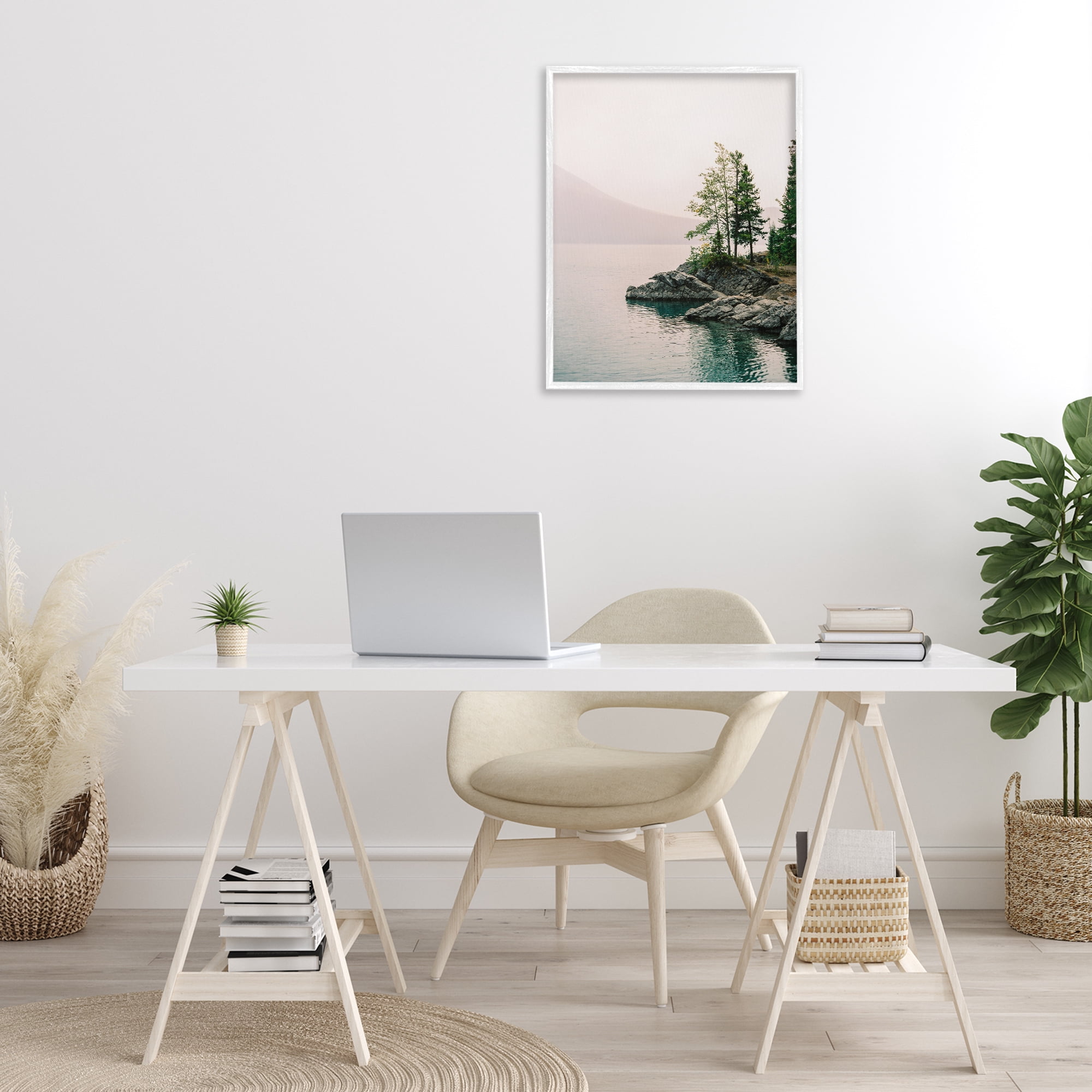 Stupell Industries Rocky Inlet Cove Landscape Photography White Framed Art Print Wall Art, 24 x 30