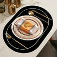 thumbnail image 2 of Btomtd Solid Color Leather Placemats Oil Proof Western Dining Mat Non Slip Bowl Mat Oval Insulation Hotel Home Use, Black, 2 of 8