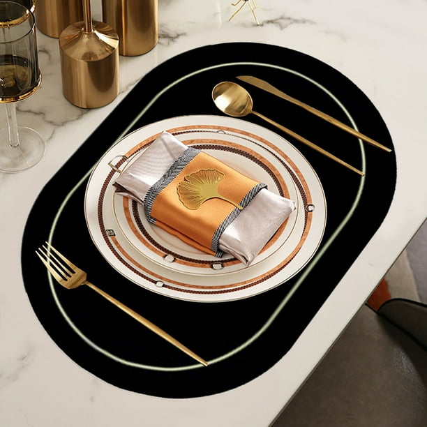 Solid Color Leather Western Dining Mat Oil-Proof Dining Table Mat Hotel Home Dining Mat Non-Slip Bowl Mat Oval Insulation Mat Feature:Material: leatherColor: ,Yellow,Blue,GreenProduct size: