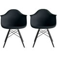 thumbnail image 1 of Homelala – Set of 2, Modern Eames Chairs With Arm Eiffel Chairs Dark Black Wood Legs Dining Chairs Orange, 1 of 2