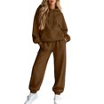 thumbnail image 2 of WULMLEO 2 Piece Sets Women Matching Hooded Hoodies and Wide Leg Sweatpants Relaxed Two Piece Set Casual Stretch Travel Tracksuit Set Coffee M, 2 of 7