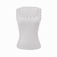 thumbnail image 5 of Likimi Womens Tank Tops Summer Square Neck Solid Color Sleeveless Slim Fit Blouse Fashion Comfort T Shirts White Size S, 5 of 5