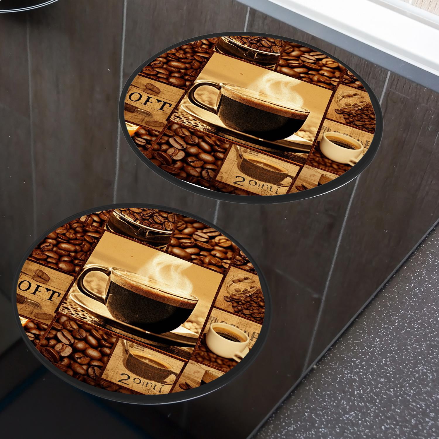 Stove Burner Covers 4 Pcs for Home Decor Cooktop Decorative ,coffee collage Beautiful Art, Round Electric Stove Burner Covers 8Inch And 10Inch