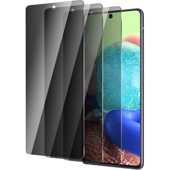 3 Pack For Samsung Galaxy A73/ A72/ A71 Privacy Screen Protector, 9H Hardness Anti-Spy Tempered Glass, Scratch-Resistant ，Anti-fingerprint，bubble free, easy install