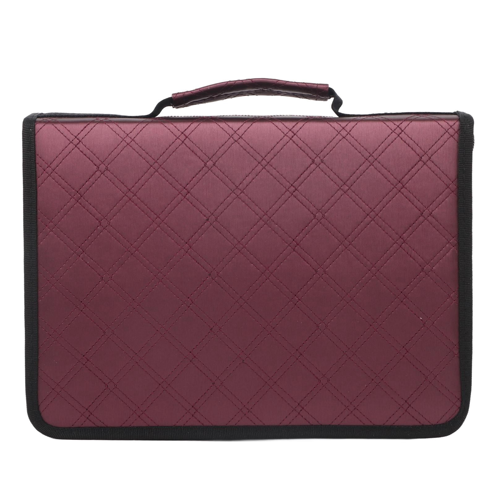Rupoun Portable 150‑Slot PU Leather & Fabric Pencil Case with Zipper, Elastic Slots, Long Handle – Purple