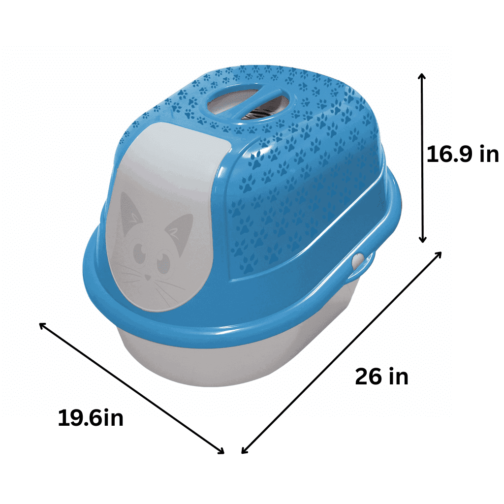 Covered Cat Litter Box with Door and Carbon Filter – Spacious, Odor-Controlled, Easy-to-Clean Enclosure for All Cat Sizes (Blue)
