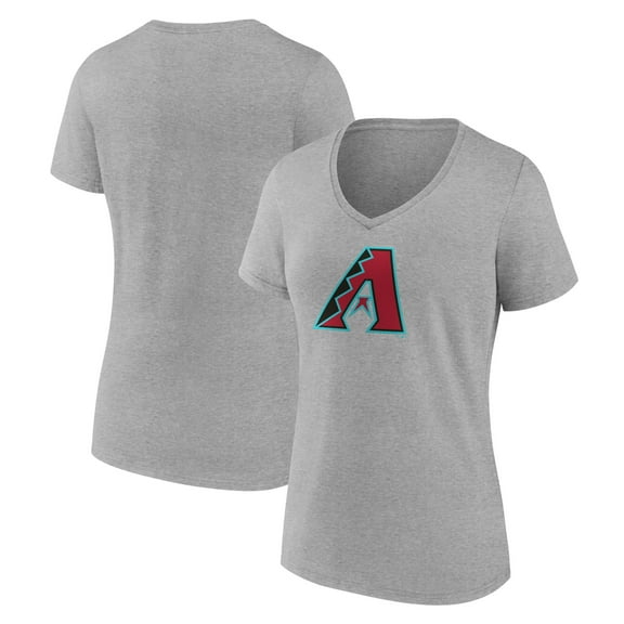 Women's Gray Arizona Diamondbacks Official Logo V-Neck T-Shirt
